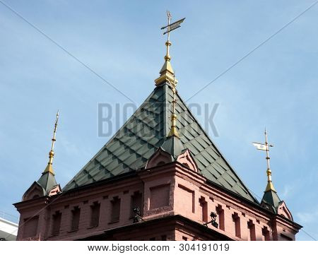 Capstan On Sky Background City Center At Dry Sunny Summer Day