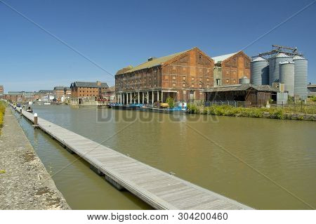 Pillar Warehouses On Bakers Quay From Llanthony Quay, Gloucester Docks