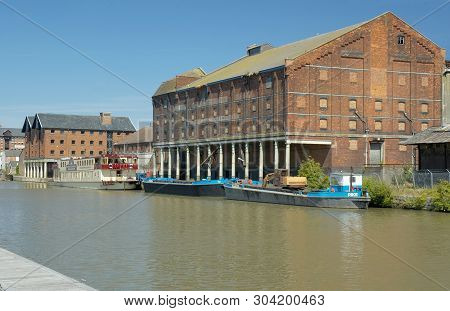 Pillar Warehouses On Bakers Quay From Llanthony Quay, Gloucester Docks