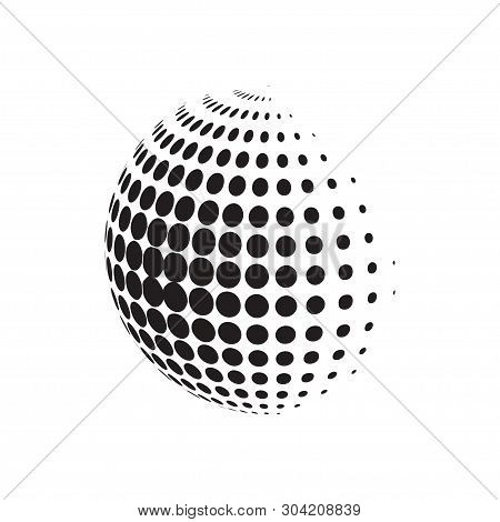 Circle Halftone With Dotts. Radial Doted Element. Logotype Template.