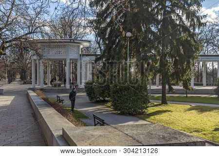 Hisarya, Bulgaria - December 26, 2018: Building Around Spring Of Mineral Water Of Town Of Hisarya, P