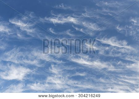 Beautiful Cirrus Clouds. Blue Sky With Beautiful Clouds. Sky Background