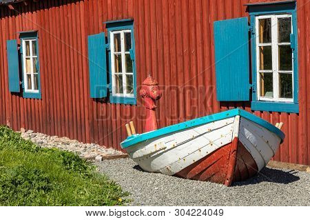 Tind, Norway - May 23, 2019: Traditional Architecture In Tind Fishing Village On Lofoten Islands, No
