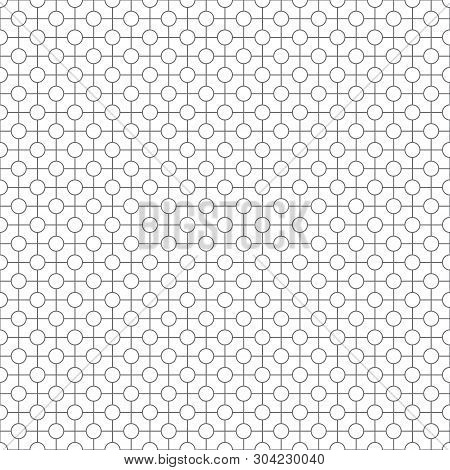 Seamless Pattern. Simple Classical Geometrical Texture. Regularly Repeating Circles, Dots, Crosses. 