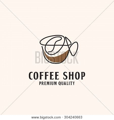 Premium Quality Coffee Shop Logo - Modern Line Art And Trendy Illustration