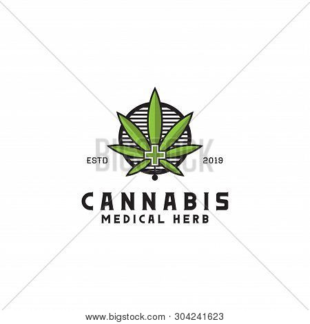 Hemp Logo Vector, Cannabis Medical Herb Illustration