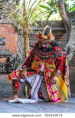Banjar Gelulung, Bali, Indonesia - February 26, 2019: Mas Village. Play On Stage Setting. Closeup Of