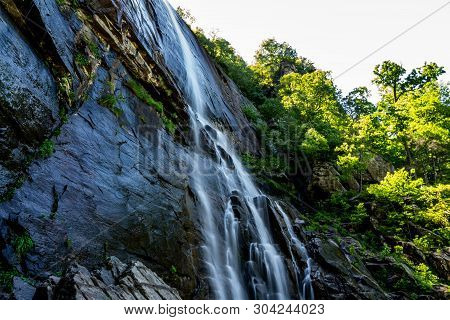 The 404 Foot Hickory Nut Falls In Chimney Rock State Park In North Carolina.
