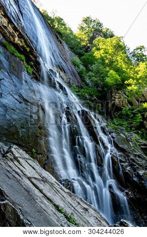 The 404 Foot Hickory Nut Falls In Chimney Rock State Park In North Carolina.