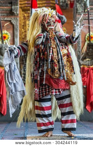 Banjar Gelulung, Bali, Indonesia - February 26, 2019: Mas Village. Play On Stage Setting. Closeup Of