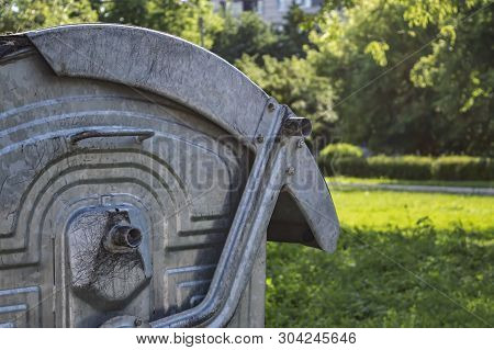 Trash Cans Metal Part Detail Close Up