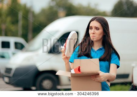 Woman Unsatisfied With Internet Order Receiving Bad Shoes