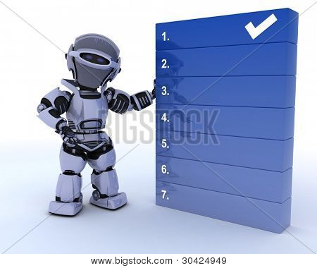 Rendering 3D di un robot con un to do list