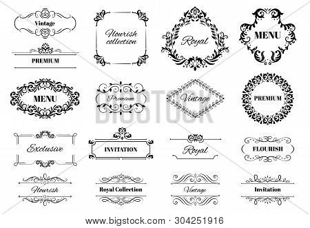 Decoration Ornament Frame. Vintage Calligraphic Motif Ornate Text, Ornamental Frames And Decorative 