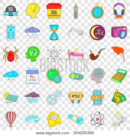 Wall Clock Icons Set. Cartoon Style Of 36 Wall Clock Vector Icons For Web For Any Design