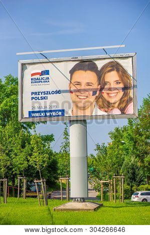 High Advertisement Billboard Of The Koalicja Europejska Party During The European Election Period On