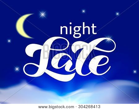 Night Sale Brush Lettering. Vector Illustration For Banner Or Card