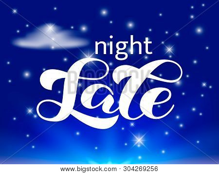 Night Sale Brush Lettering. Vector Illustration For Banner Or Card