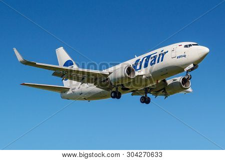 Moscow, Russia - May 19, 2019: Aircraft Boeing 737-524(wl) Vp-bxq Of Utair Aviation Landing At Vnuko
