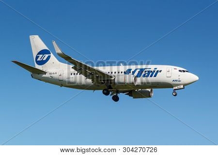 Moscow, Russia - May 19, 2019: Aircraft Boeing 737-524(wl) Vq-bjs Of Utair Aviation Landing At Vnuko