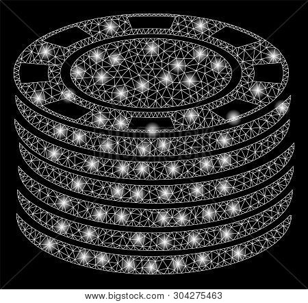 Gold Square Mosaic And Solid Casino Chip Stack. Vector Geographic Casino Chip Stack In Yellow Golden