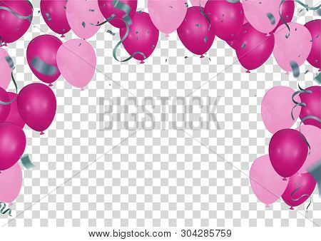 Birthday Balloon And Celebration Banner Party Happy New Year Celebration Festival Background. Nye