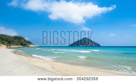 Landscape With Amazing Paradise Beach On Thassos, Aegean Sea, Greece