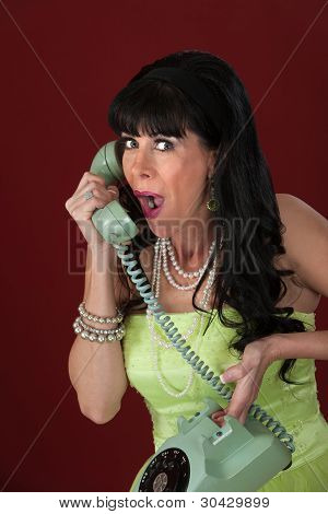 Podekscytowany Pani na telefon