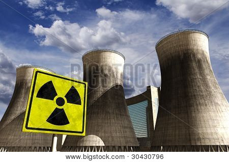 Nuclear Power växt Cooling torn 3D render