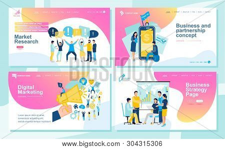 Cartoon Character Dancing People On Landing Page Template. .sport Dance Picture For Website With Man