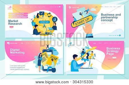 Cartoon Character Dancing People On Landing Page Template. .sport Dance Picture For Website With Man