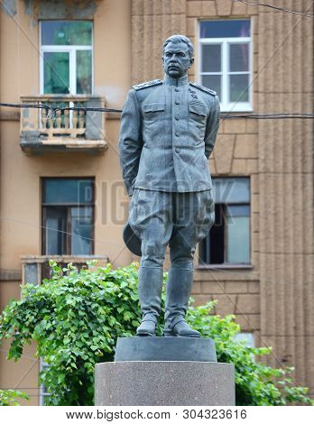 A Monument To Marshal Govorov Ploschad Stachek, Saint-petersburg, Russia August 2018