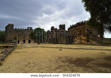 The Former Capital Of Ethiopia, Gondar With The Fortress Of Fassil-gebbi.
