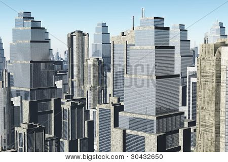 Futuristiska Metropolis antenn 3D render