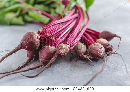 Group Of Chard With Beetroots. Young Beetroot With Fresh Leaves.