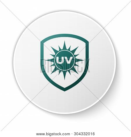 Green Uv Protection Icon Isolated On White Background. Sun And Shield. Ultra Violet Rays Radiation. 