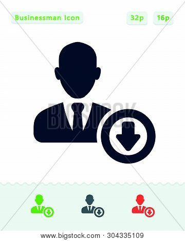 Business Avatar & Down Arrow - Sticker Icons