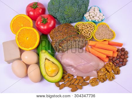 Nutritious Products Containing Vitamin B3 (pp, Niacin) And Other Natural Minerals, Concept Of Health