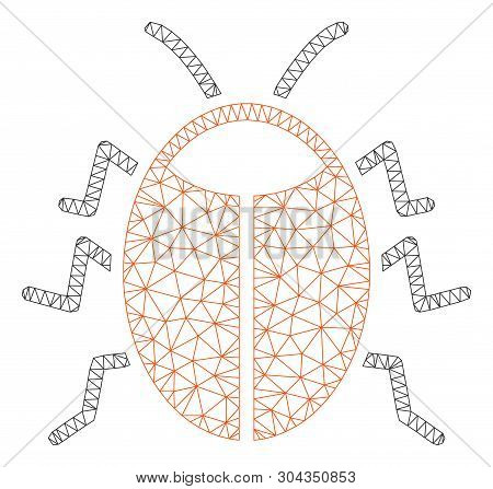 Mesh Bug Polygonal Icon Vector Illustration. Model Is Based On Bug Flat Icon. Triangle Network Forms