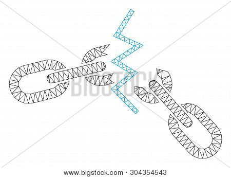 Mesh Broken Chain Polygonal Symbol Vector Illustration. Carcass Model Is Based On Broken Chain Flat 