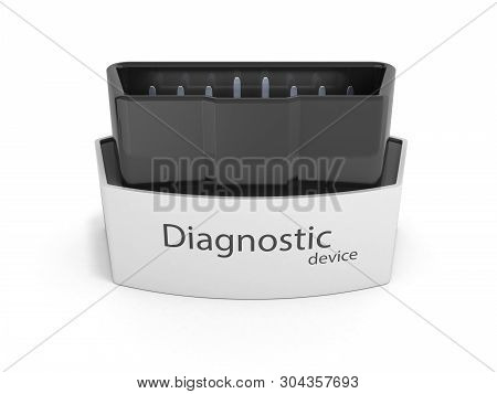 Obd2 Wireless Car Scanner Isolated On White Background 3d Illustration