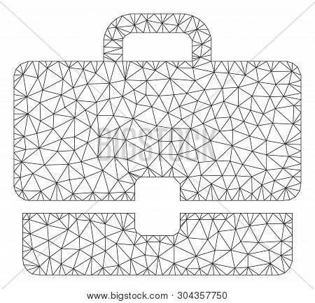 Mesh Case Polygonal Icon Vector Illustration. Model Is Based On Case Flat Icon. Triangle Mesh Forms 