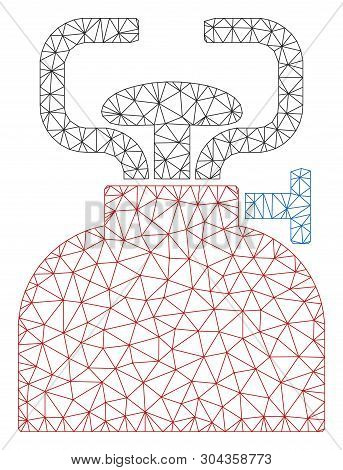 Mesh Burner Polygonal 2d Vector Illustration. Model Is Based On Burner Flat Icon. Triangular Network
