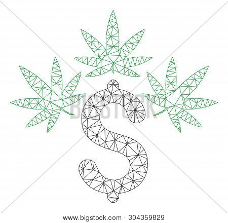 Mesh Cannabis Business Polygonal Icon Vector Illustration. Model Is Created From Cannabis Business F