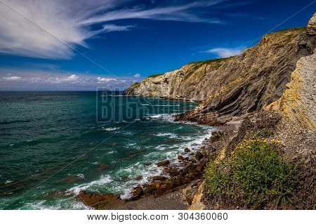 Landscape Beach Sea Spain Euskadi Cloud Rock