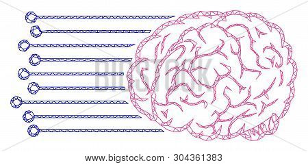 Mesh Brain Connections Polygonal Icon Vector Illustration. Carcass Model Is Based On Brain Connectio
