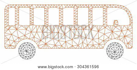 Mesh Bus Polygonal 2d Vector Illustration. Model Is Based On Bus Flat Icon. Triangular Mesh Forms Ab