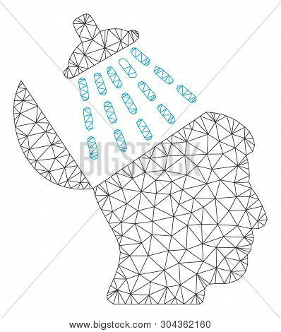 Mesh Brain Washing Polygonal Icon Vector Illustration. Carcass Model Is Based On Brain Washing Flat 