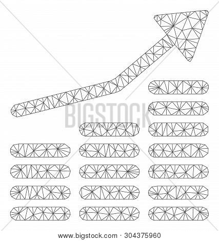 Mesh Coins Diagram Polygonal Icon Vector Illustration. Carcass Model Is Based On Coins Diagram Flat 