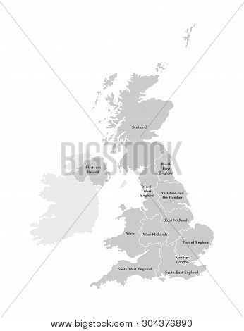 Vector Isolated Illustration Of Simplified Administrative Map Of The United Kingdom Of Great Britain